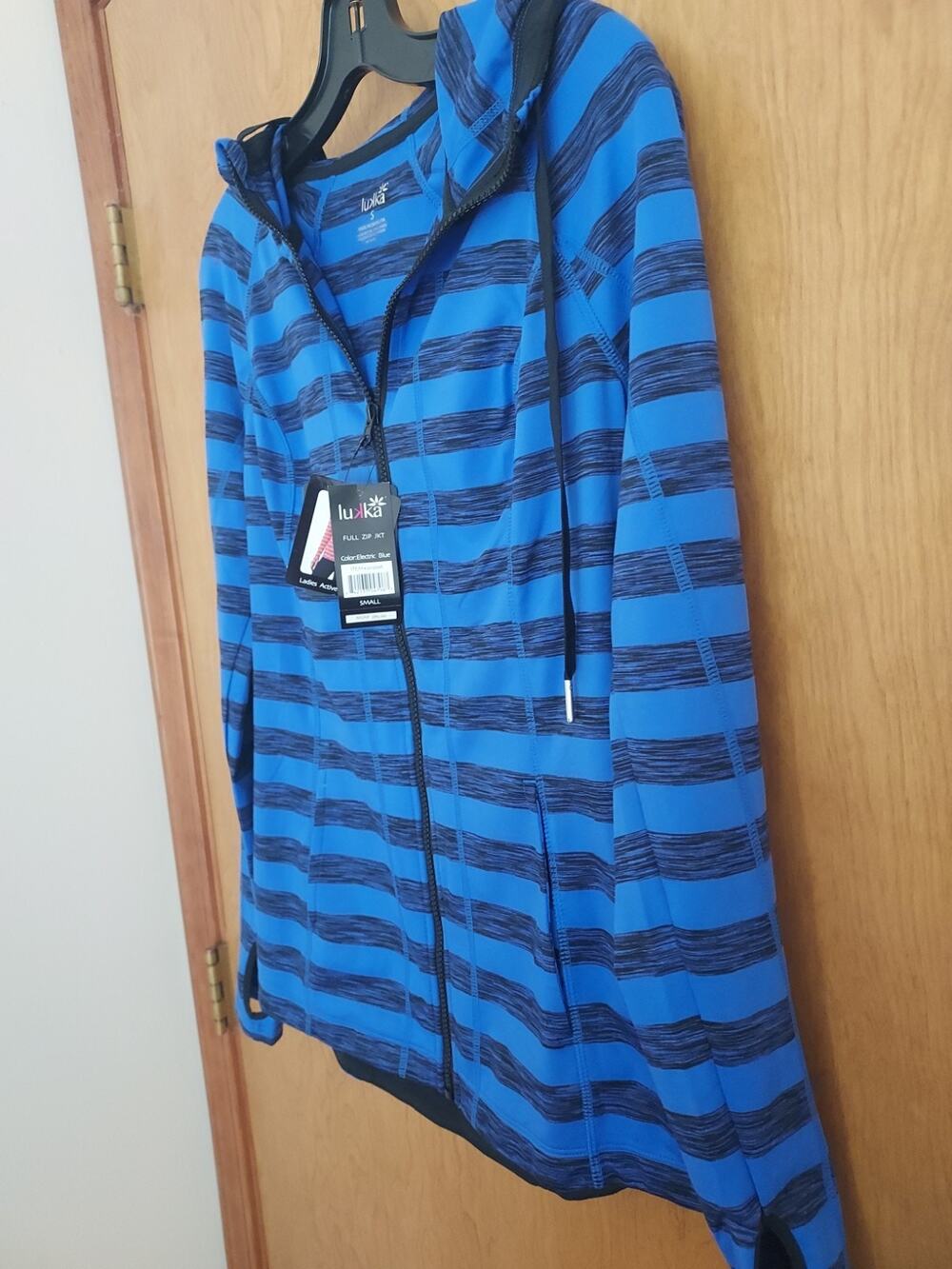 New Lukka Jacket Size S Women's w/ Tag Exercise Stretch Full Zip Striped fitted